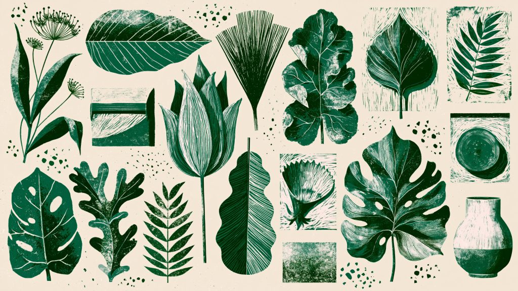 Lino Print Botanical