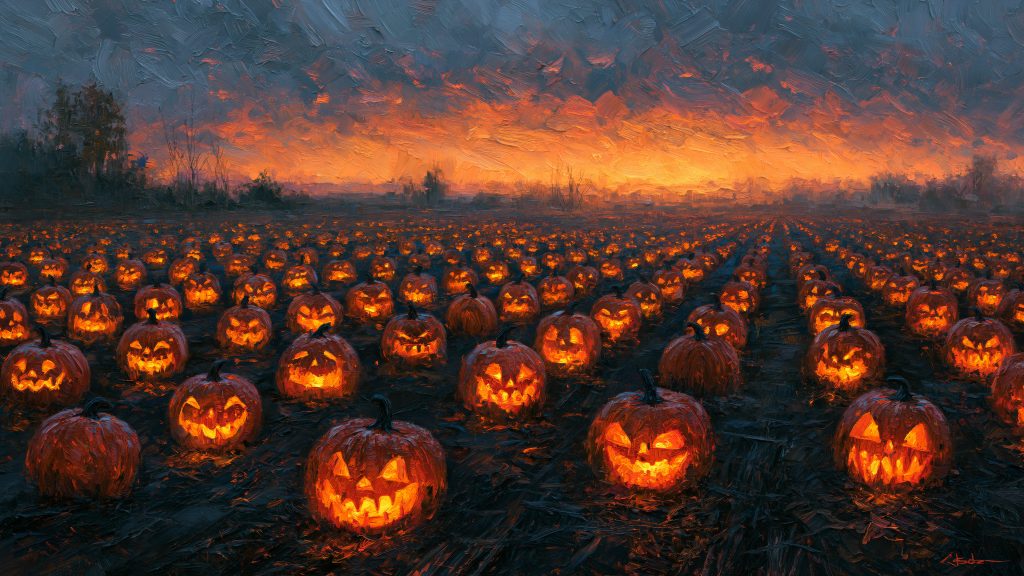 Glowing Pumpkin Field