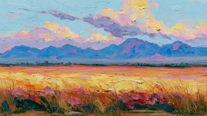 Dusky landscape of open field oil painting for Samsung Frame TV