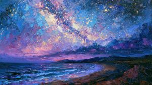 Milk way over the beach oil painting for Samsung Frame TV